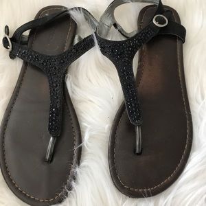 Black Jeweled Sandals